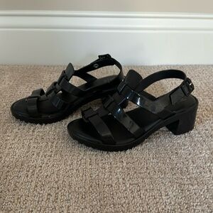 Girls Black Platform Sandals